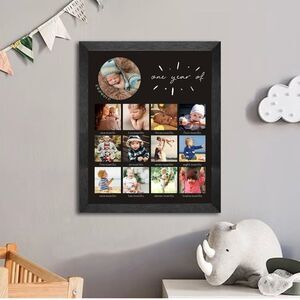 My First Year Picture Collage Frame 12 Months Baby Keepsake  Photo Collage Black